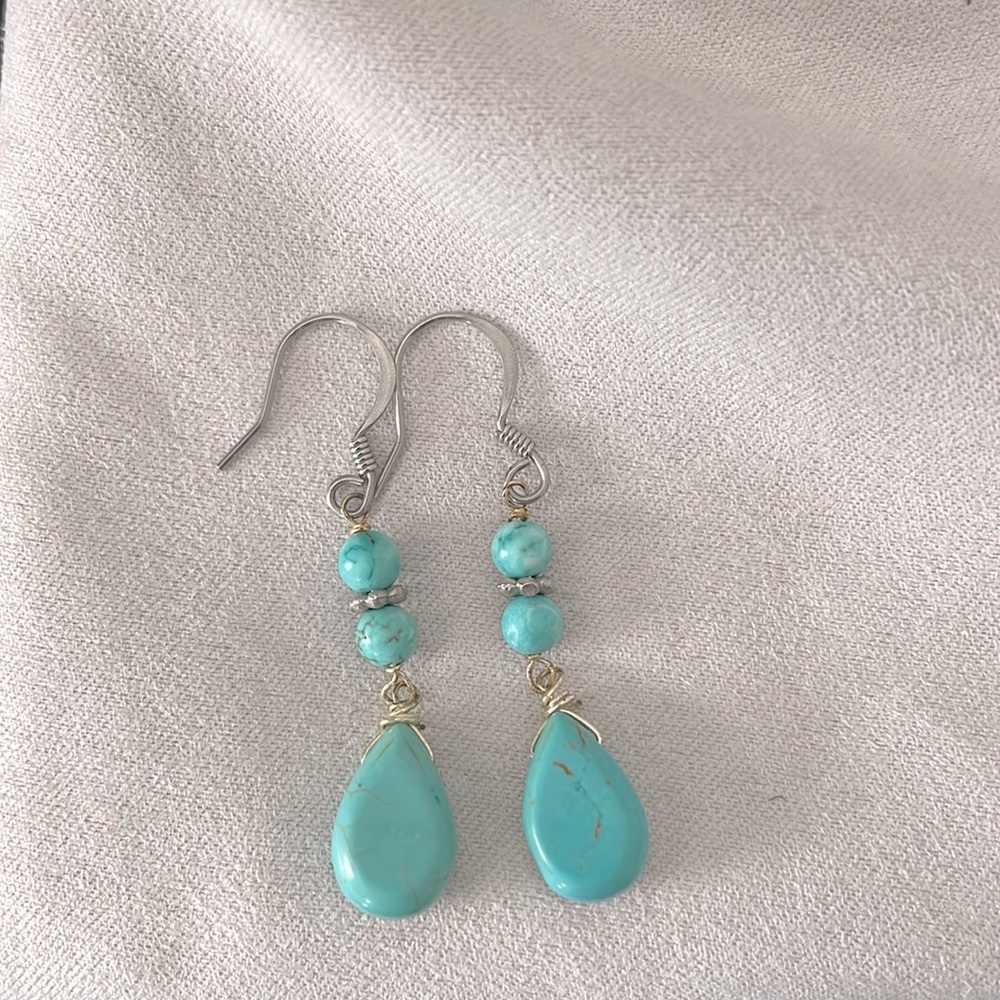 Turquoise and silver earrings